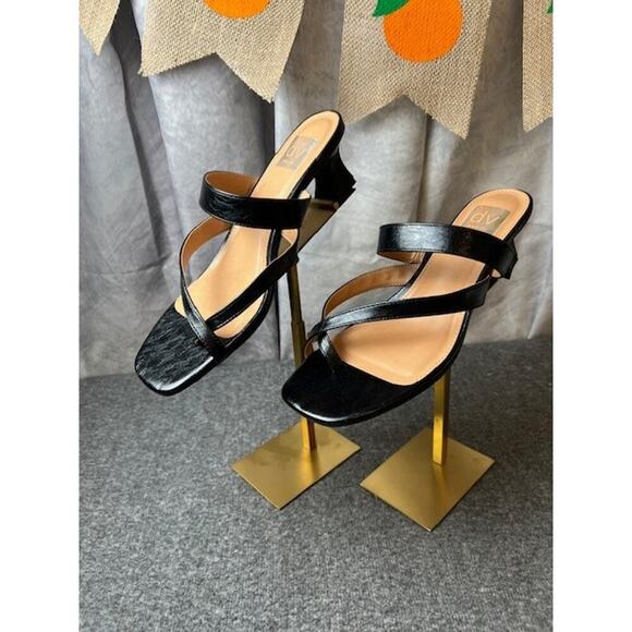 Dolce Vita Ballin Black Leather Slip On Strappy Sandals Size 9 - Picture 1 of 8